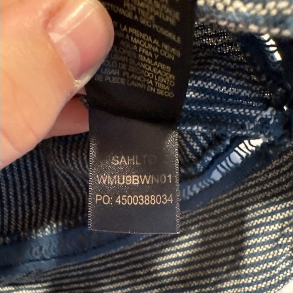 Frye Railroad Stripe Shell oversized Cotton Top Total Eclipse Women’s Sz L $148 - Picture 5 of 7